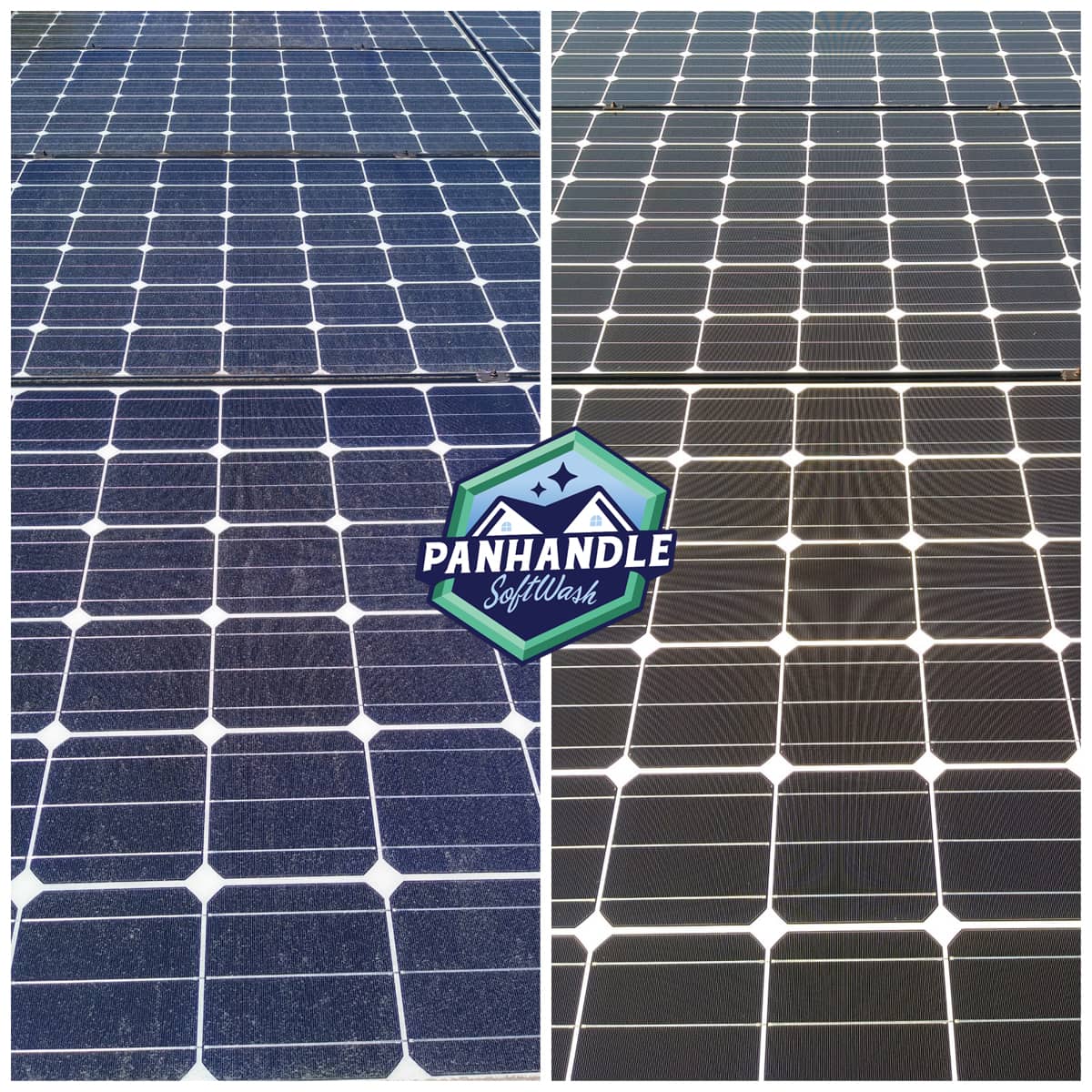 solar panels before and after cleaning